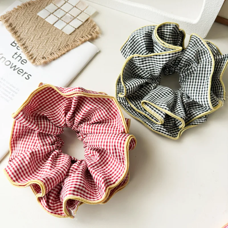 Ins Hot Selling Fashion Chiffon Pure Colorful Large Intestine Scrunchies High Quality Fabric Elastic Hair Scrunchie For Girls