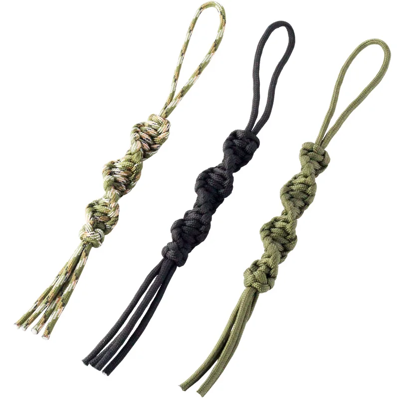 Tactische handgemaakte paracord touw gevlochten paracord lanyard sleutelhanger EDC mes outdoor uitrusting rits trekt sleutelhangers cameracel