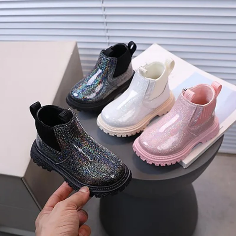 

Kids Ankle Boots Fashion for Girls Princess Boots Versatile Side Zipper 2025 Autumn New Children Leather Boots Soft Bottom
