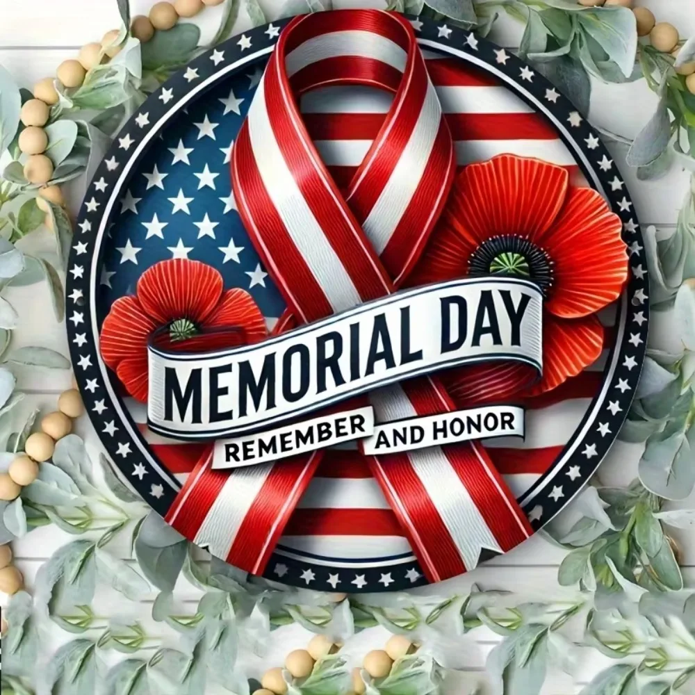 

Memorial Day Plaque Poppy Design, DurableIndoor/Outdoor Decoration for Bold Color Scheme, Perfect for Room Dec