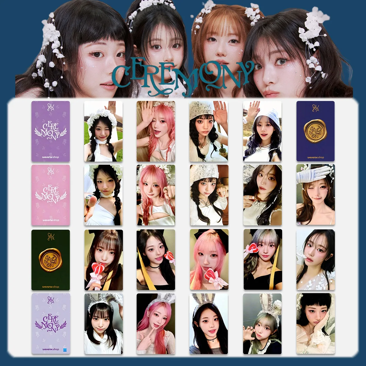 4Pcs/Set Idol QWER New Series Mini4 Album CEREMONY Lomo Cards Postcards Chodan Magenta Siyeon Hina Fans Gifts Collection