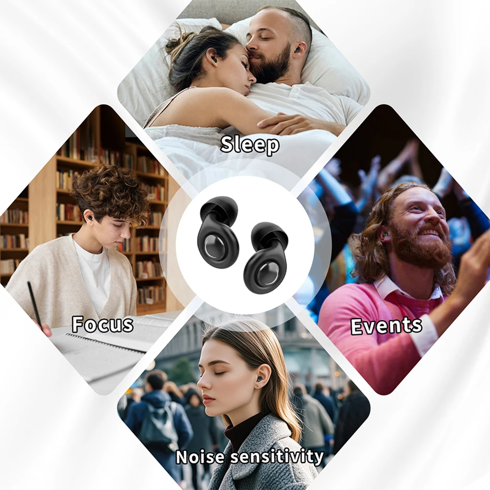 Reusable Silicone Snore Blocker Ear Plug with 10 Eartips & Carrying Case Hearing Protection Earplugs for Sleep Deep Focus Travel