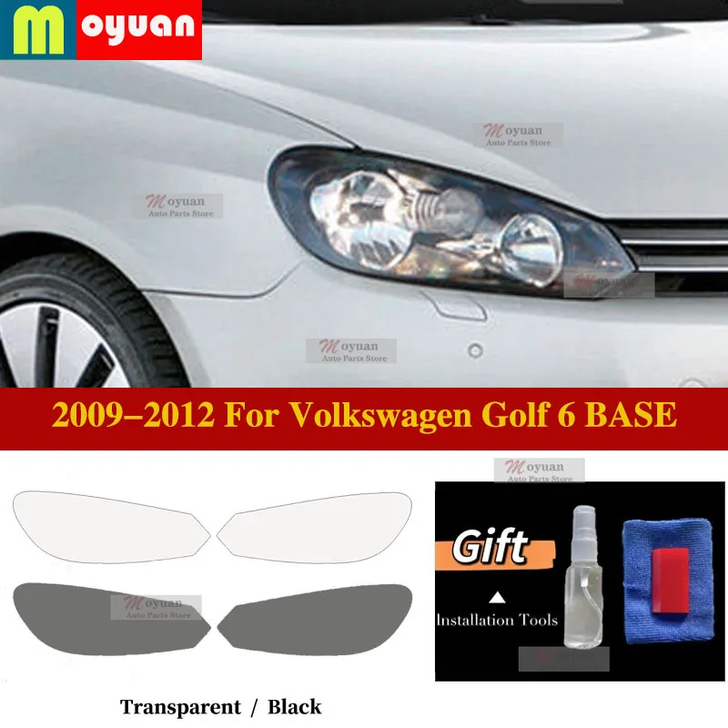 

Защитная пленка для фар автомобиля Volkswagen Golf 6 BASE 5-дверный (2009-2012), прозрачная черная, из ТПУ, внешняя наклейка, автомобильные аксессуары