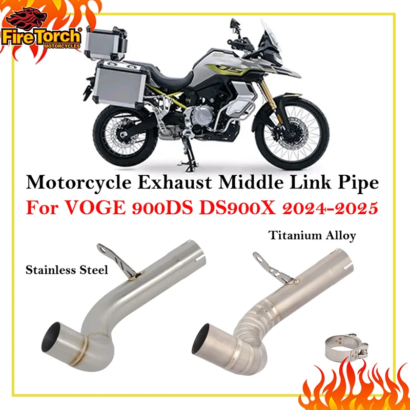 

Slip On For VOGE 900DS 900 DS DS900X DS900 X 2024 2025 Motorcycle Exhaust Escape Titanium Alloy Mid Connecting Link Pipe Muffler