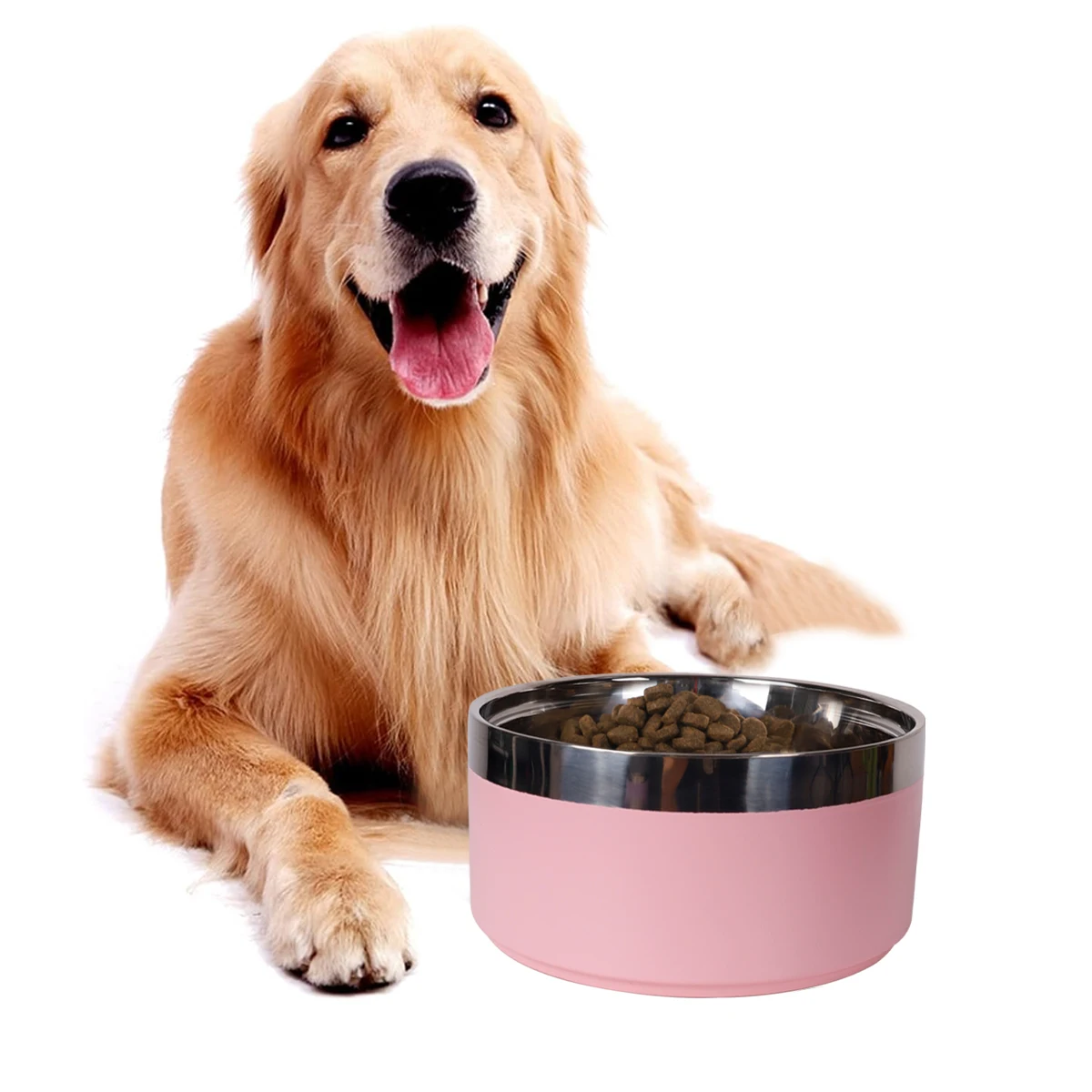 A circular stainless steel fashionable plain color anti slip pet cat bowl and dog bowl for indoor and outdoor use