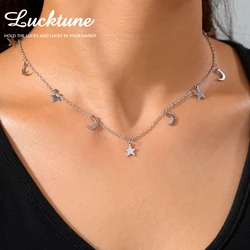 Lucktune Moon Star Tassel Pendant Necklace Stainless Steel Gold Color Choker Necklace for Women 2025 Boho Jewelry Wedding Gift