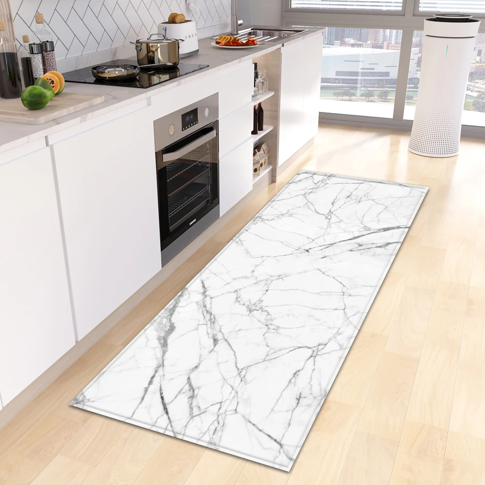 Custom Marble Kitchen Carpet Home Bathroom Entrance Doormat Living Room Floor Decoration Rugs Bedroom Hallway Anti-Slip Long Mat