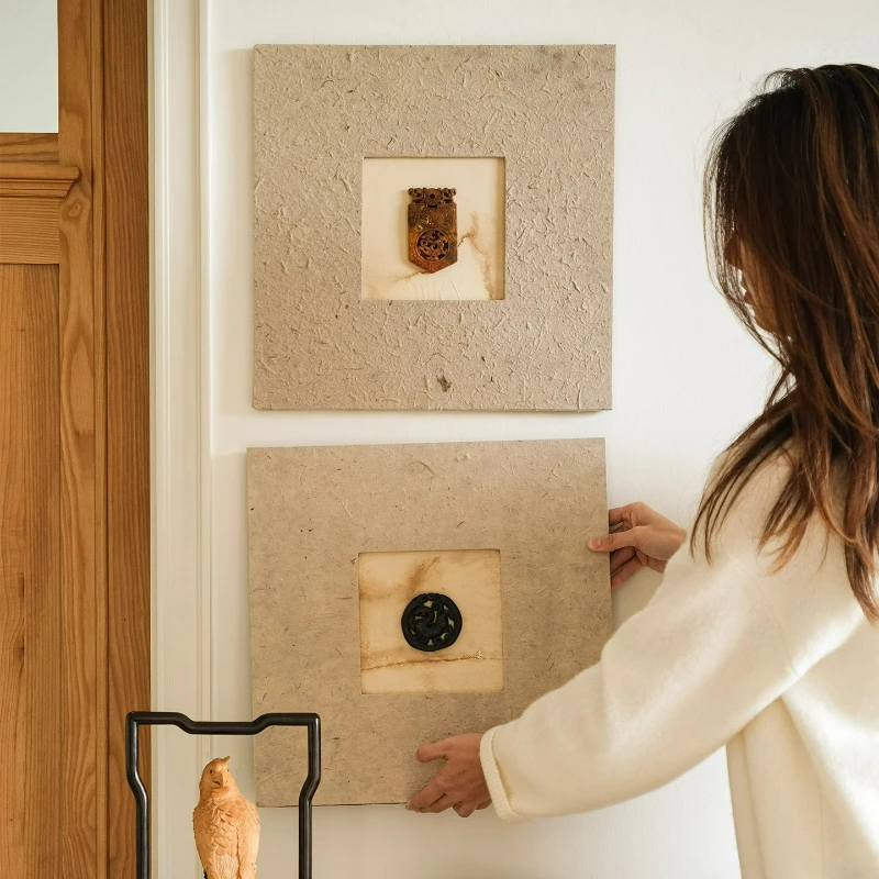 

Wabi-sabi wind jade hanging painting ornament living room entrance murals tea space soft decoration arrangement