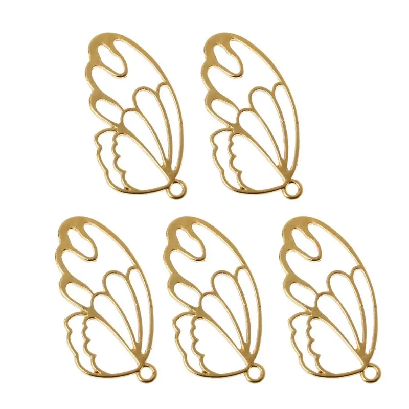 5Pcs Wings Feather Tulips UV Resin Frames Open Bezels Charm Set Blank Pendant Earring Necklace Bracelet Jewelry DIY Accessories