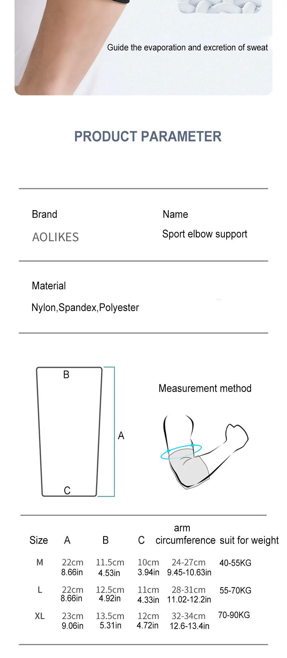 AOLIKES Ellenbogenbandage, Kompressionsmanschette, Armstützhülsen, Unterarm-Schmerzlinderungspads, Hosenträger für Sehnenentzündung, Tennis und Golfer, Ellenbogen – Detail 7