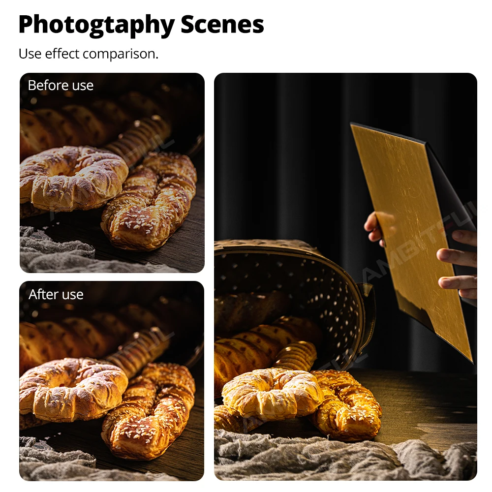 AMBITFUL 21 سنتيمتر * 29 سنتيمتر 29 سنتيمتر * 42 سنتيمتر عاكس أسود فضي أبيض الذهب ورق خلفية سميكة للطي مجلس للاستوديو اطلاق النار الدعائم