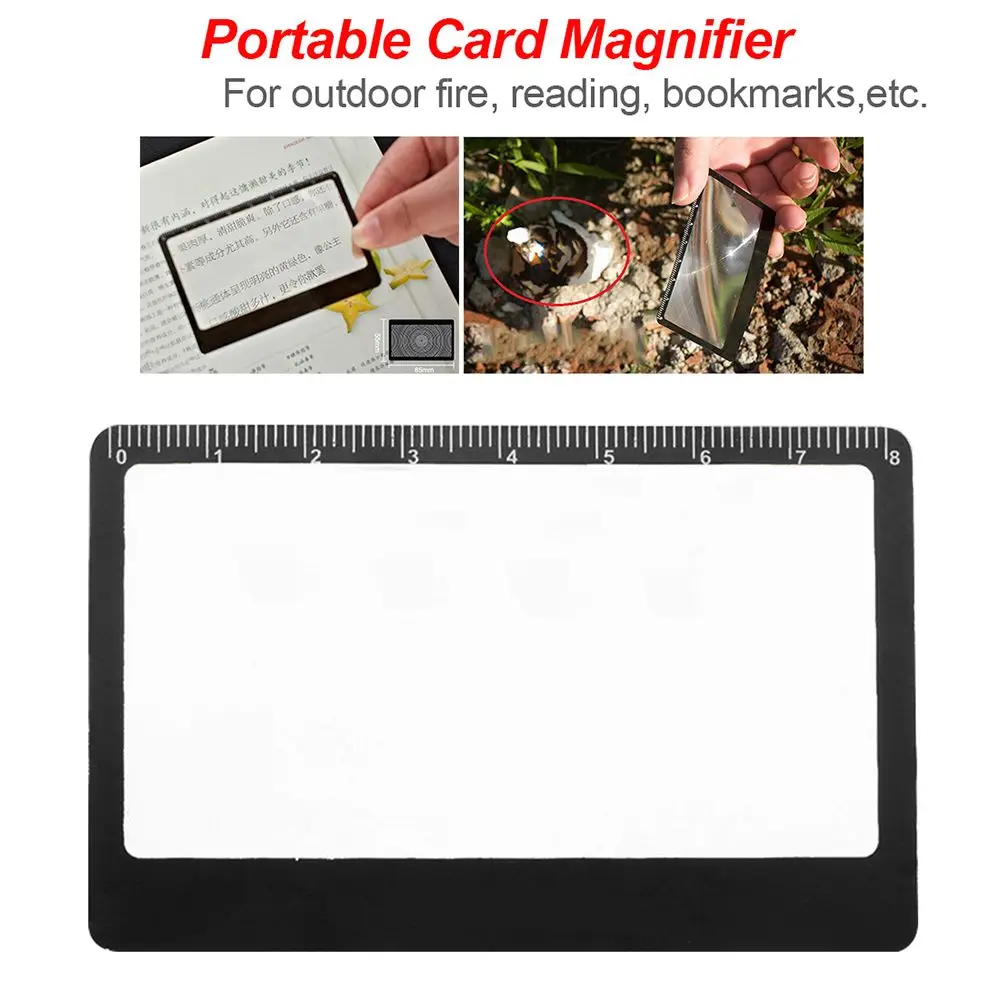 Ultra-thin With Scale Reading Glass Fresnel Lens X3 Magnifying Magnifier Sheet Outdoor Focused Ignition Book Page Magnification