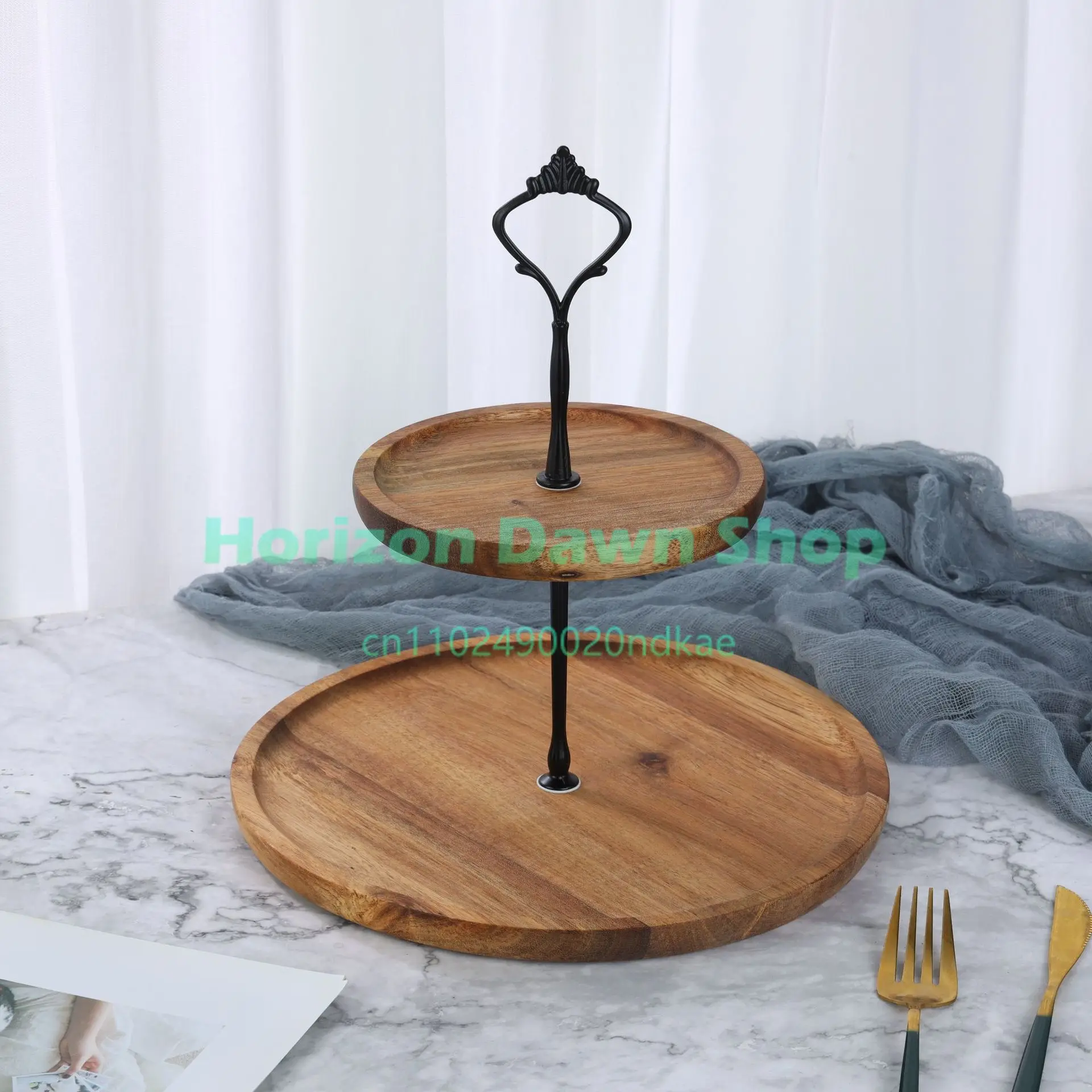 Multilayer Wooden Cake Stand Wedding Birthday Party Triple Layer Display Plate Pastry Cake Spoon Friendly Kitchen Accessories