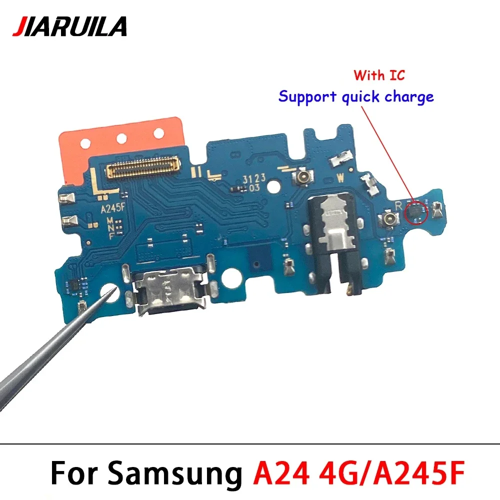 Puerto de carga con cargador USB, Conector de base, placa de micrófono, Cable flexible para Samsung A34, A54, A33, 5G, A24, A23, 4G, A15, A25, A35,