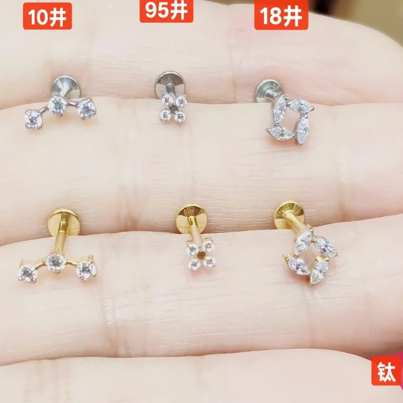 10pcs Body Jewelry G23 Titanium CZ Lip Labret Bar Ear Helix Tragus Rook Barbells Stud Piercing Jewelry New