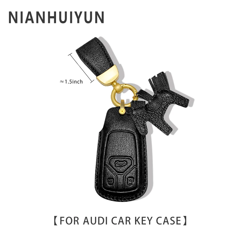 

Leather Car Remote Key Case Cover Shell For New Audi A4L/A5/Q5L/Q7/A5L Black/Pink/Beige/Taupe/Purple Keychain Accessories