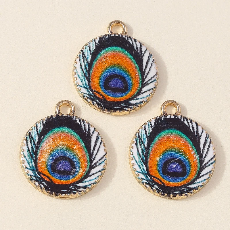 Leslie 10 Stück Emaille Feder Pfau Vogel Phoenix Charms für Schmuckherstellung DIY Baumeln Ohrringe Halskette Anhänger Zubehör – Detail 6