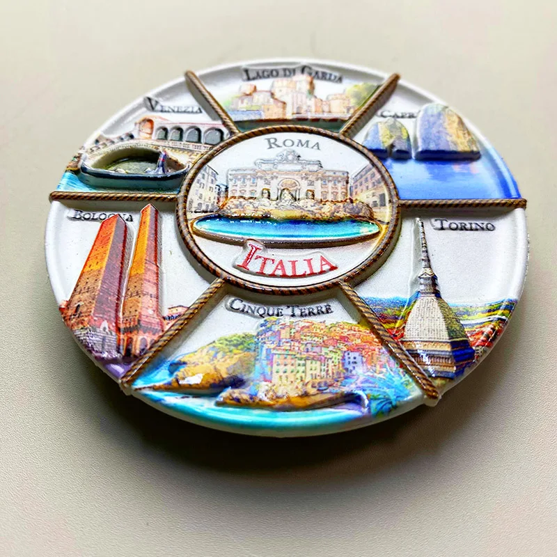 Italy, architectural landmarks, tourist souvenirs, decorative items, 3D refrigerator magnets, collectible crafts