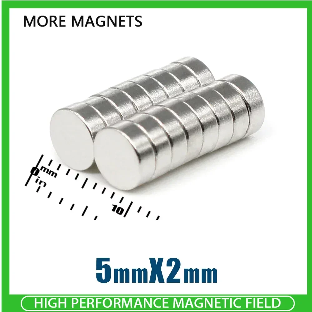 100/200/500/1000PCS 5x2mm Mini Disc Super Strong Search Magnet Small Round Neodymium Magnets N35 Fridge Magnetic Sheet