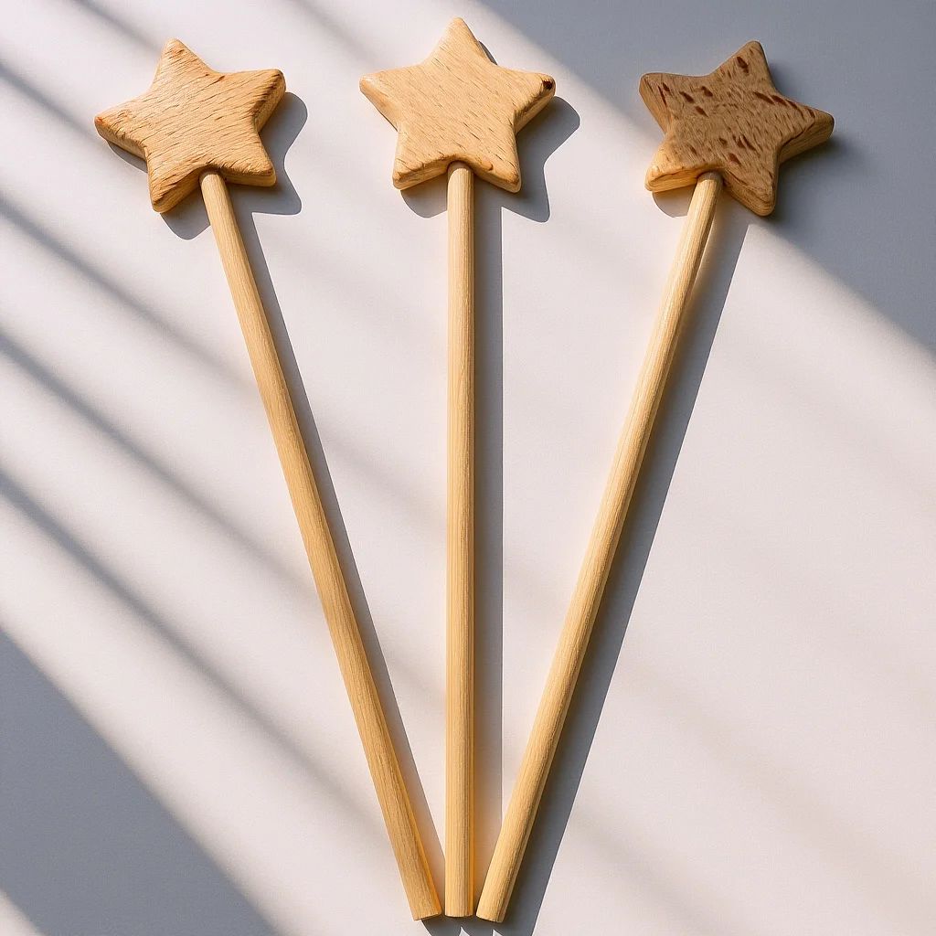 3 قطعة غير مصبوغ الجنية الصولجانات الخشبية لتقوم بها بنفسك مجموعات للأطفال اللعب الإبداعي وعروض المسرح الجنية عصا نجمة الاطفال الأداء الدعائم
