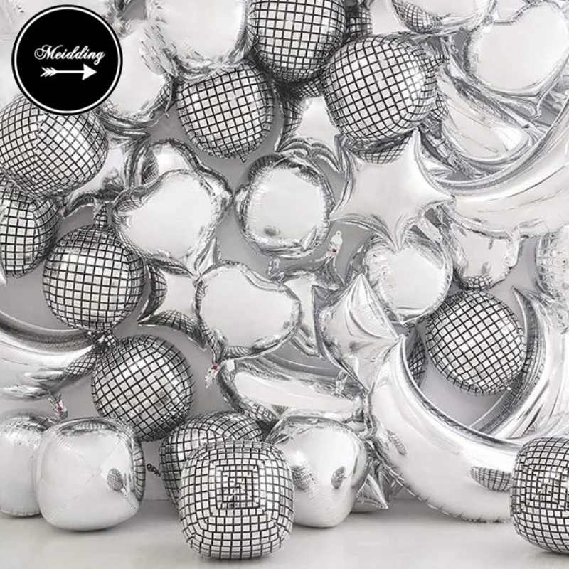 Silver balloons Disco Metallic Chrome Foil balloon Silver Garland Arch for Wedding Baby Shower Birthday Retro Dance Party Decor