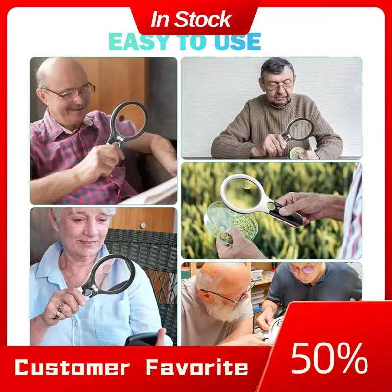 Leitor de ampliação 45X mais poderoso superior AT03 com iluminação LED, lente portátil para leitura e lupa de joias