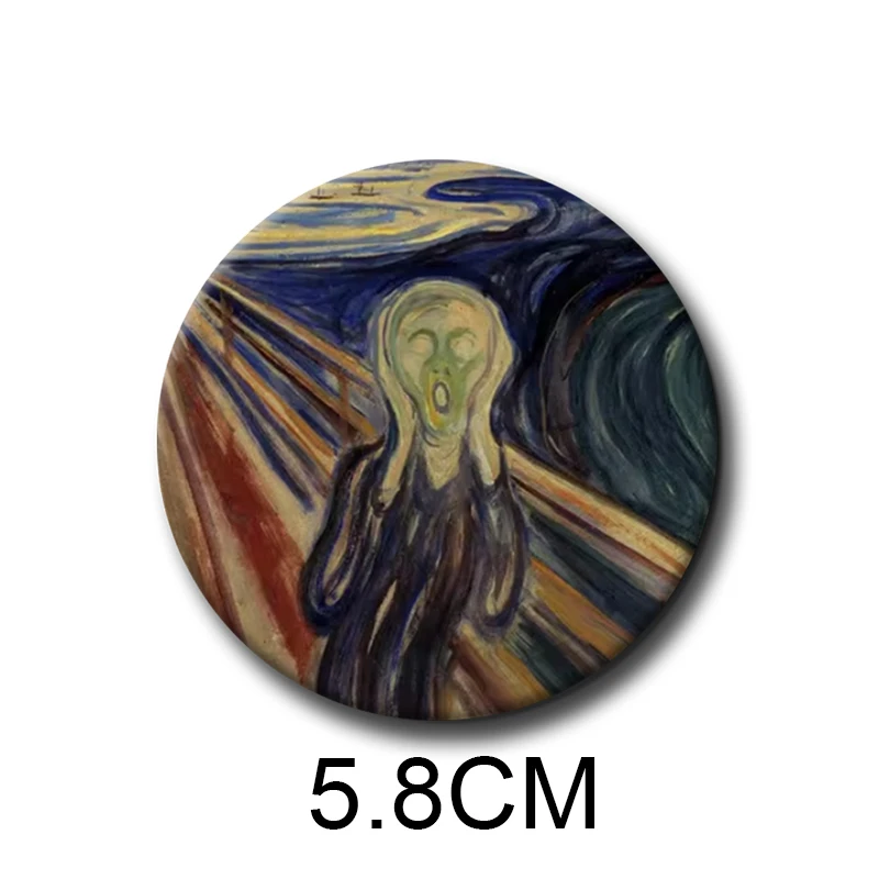58MM Van Gogh Art Starry Night Sunflower Brooches  Anime Van Gogh  Pins badge Exquisit Badge for Collar Backpack Accessory
