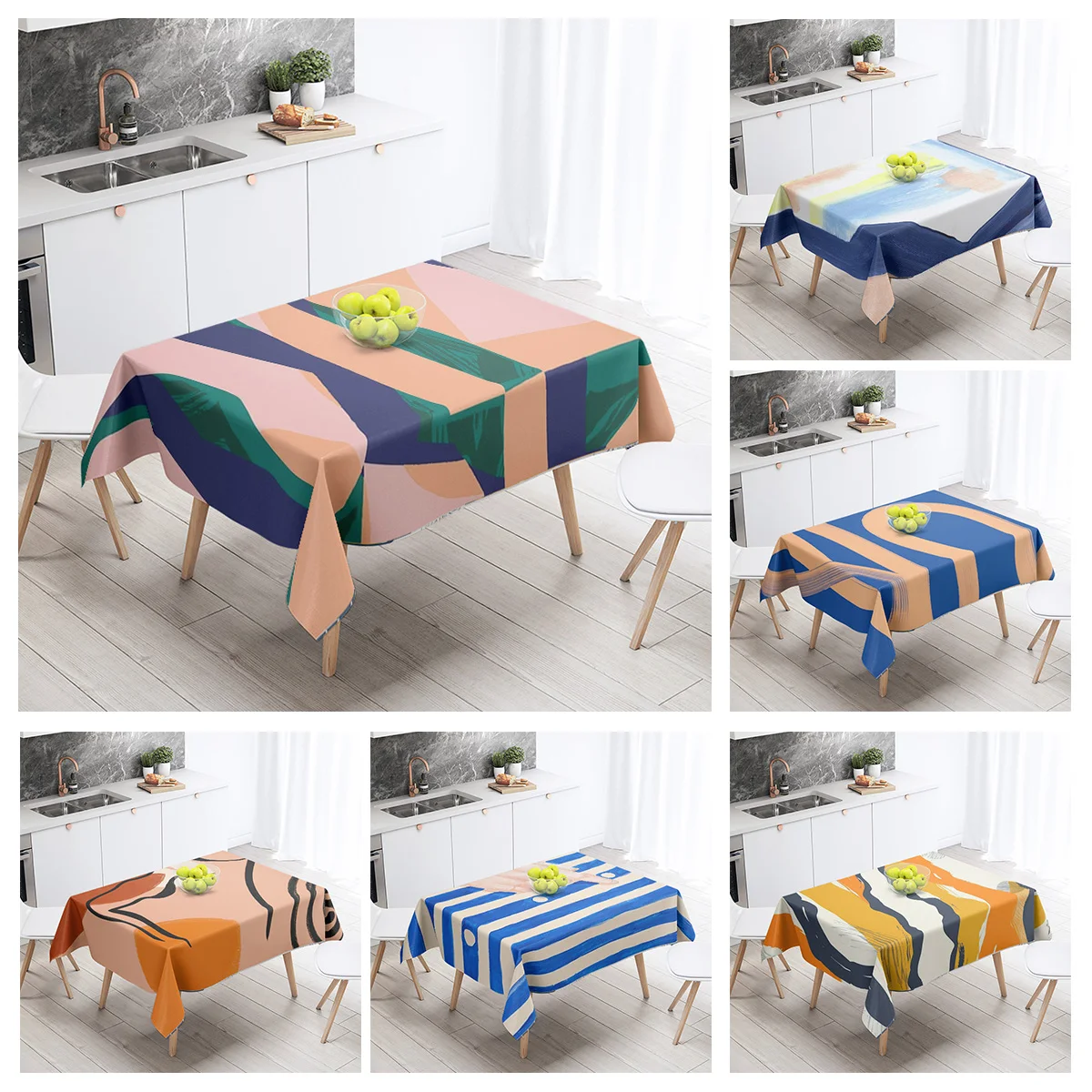 Morandi color ins style tablecloth abstract line art design cafe Scandinavian style decorative rectangular tablecloths