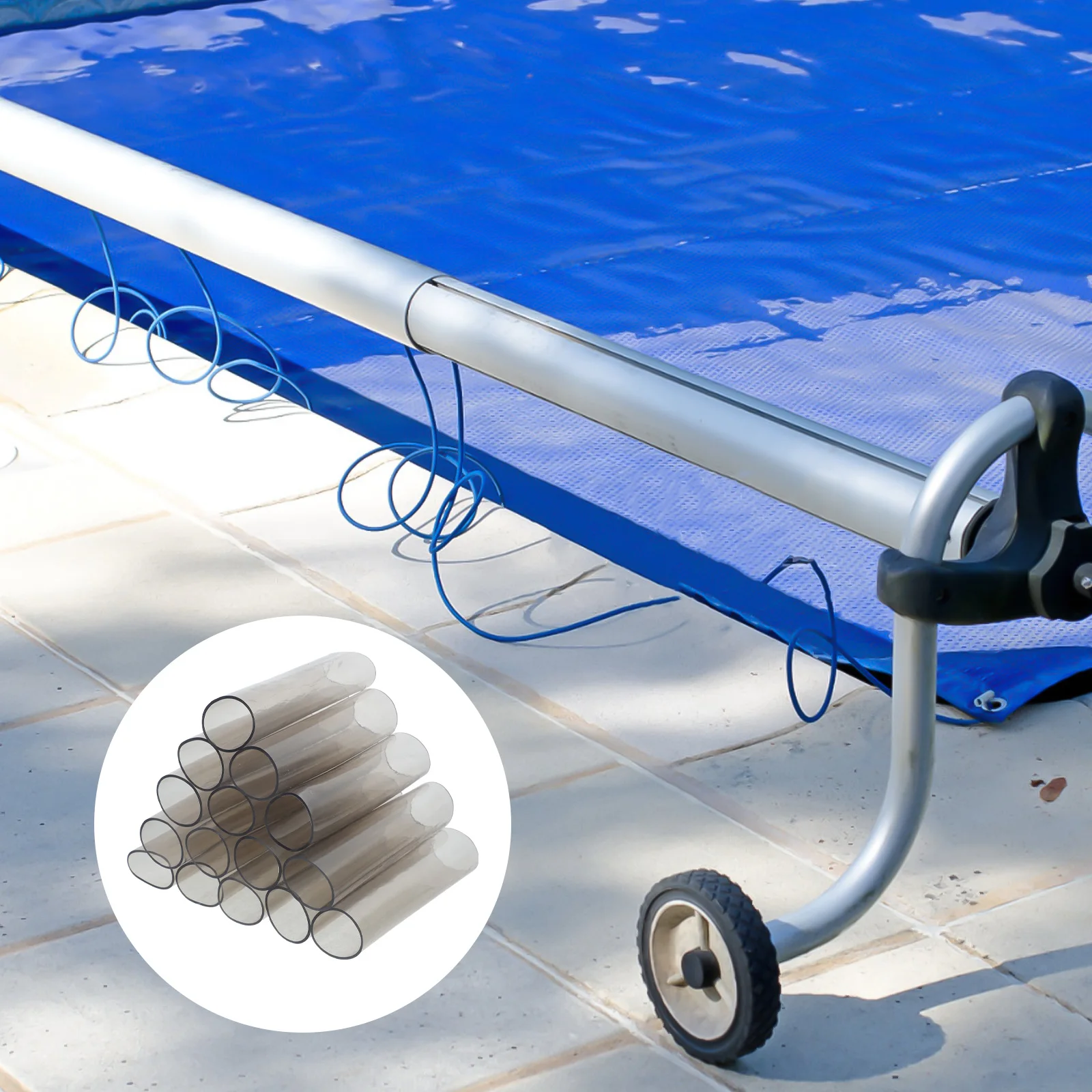 

15pcs Swimming Pool Cover Spring Sleeves Inground Stainless Steel PVC Reusable Winter Safety Spa Bath Facilities Pool Safety