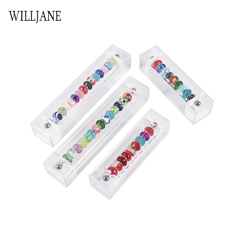 Acrylic Pandora Jewelry Charms Storage Box Bracelet Beads Rondelles Display Holder Bar Travel Carrying Case Trollbeads Container