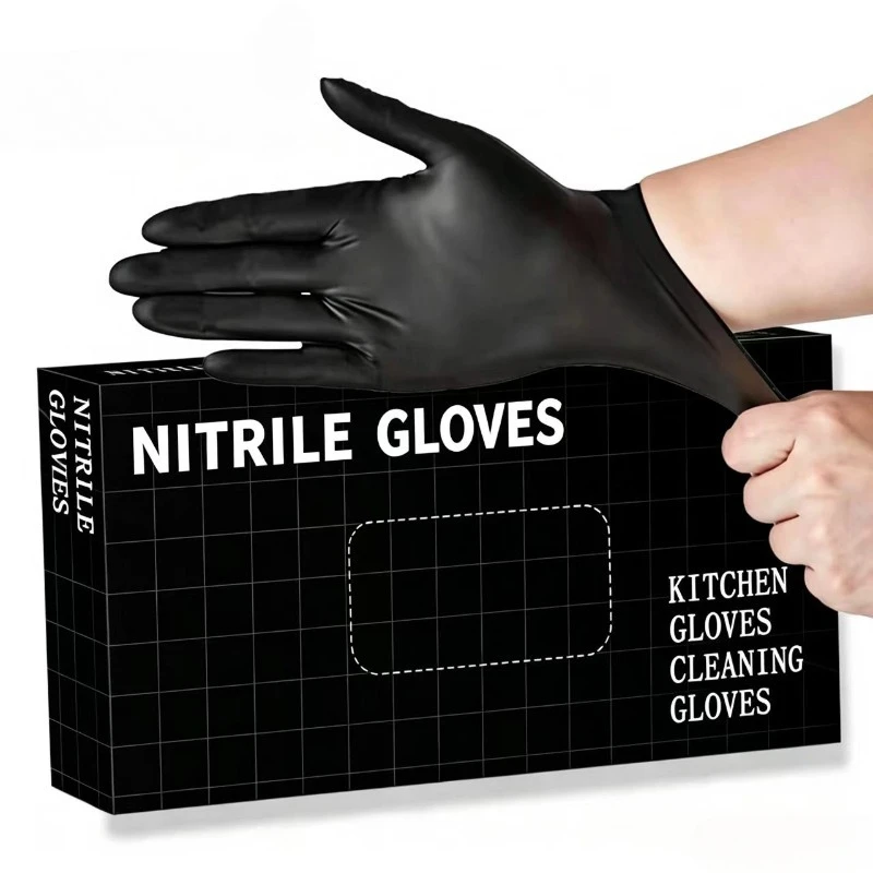 30/50PCS Black Nitrile Gloves Disposable Powder Free Latex Free Nitrile Gloves Disposable Kitchen Restaurant Catering Food