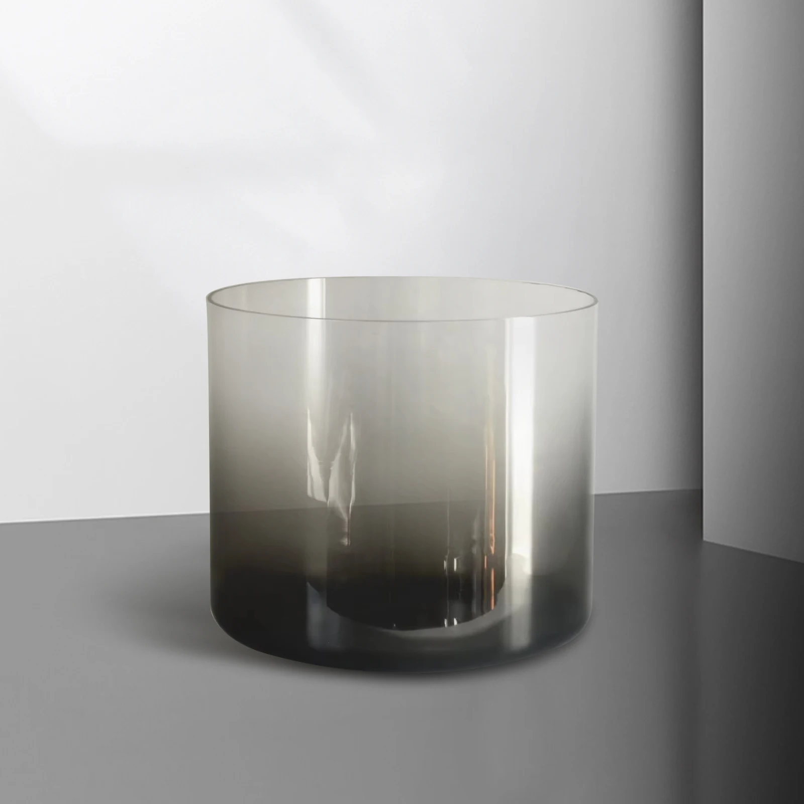 Hey-eun 7inch Black Gradient Alchemy Clear Crystal Singing Bowl with Rubber Mallet and O-ring