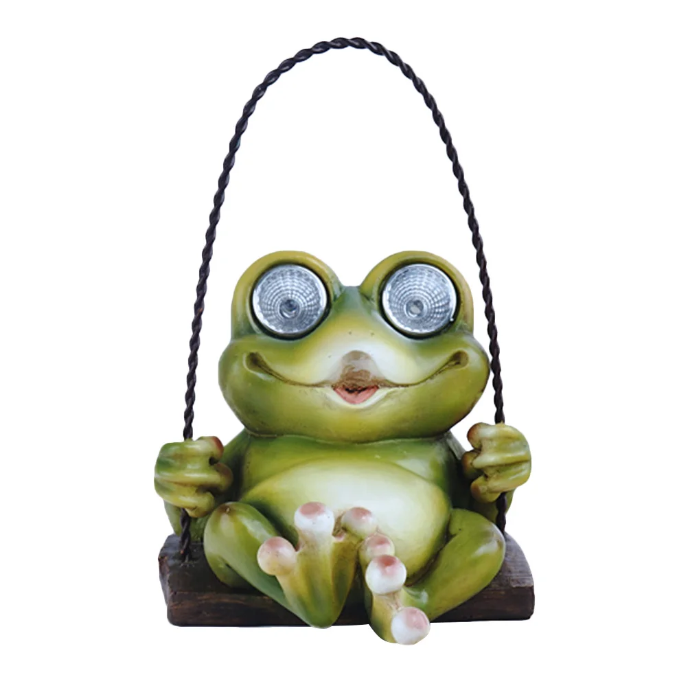 

Solar Frog Lamp Swing Style Dark Green Outdoor Garden Lighting Energy Saving Solar Powered Automatic Charging Resin Material