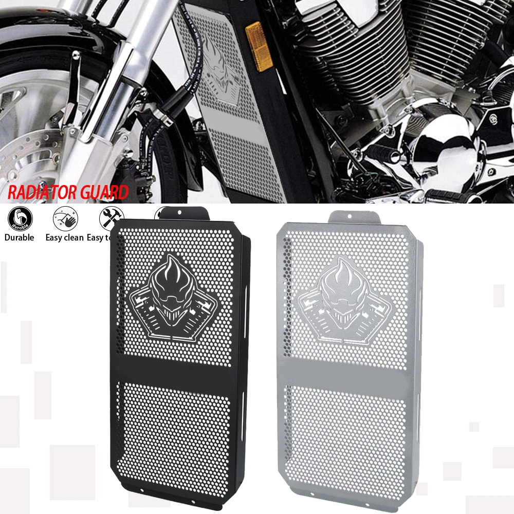 

For Honda VTX1800C/F/N/R/S/T 2002 -2005 2006 2007 2008 VTX 1800 Motorcycle Chrome Skull Radiator Guard Grille Cover Protection