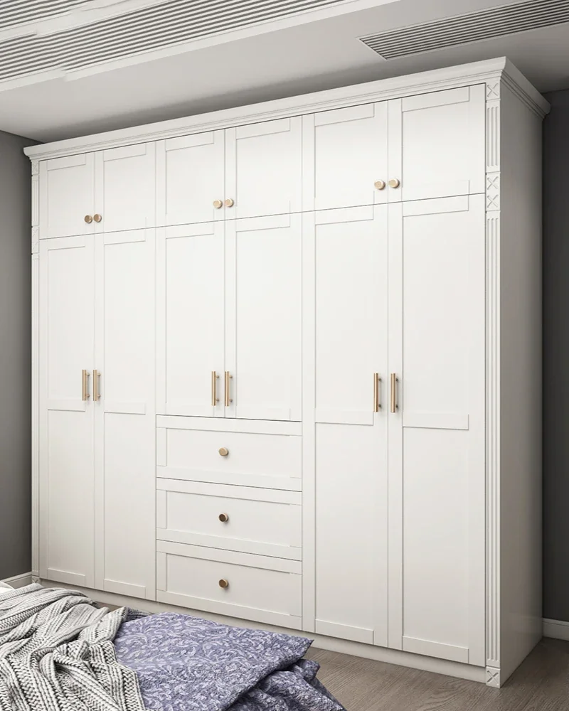 

European style solid wood door wardrobe assembly cabinet combination, integrated wardrobe, modern, simple and economical bedroom