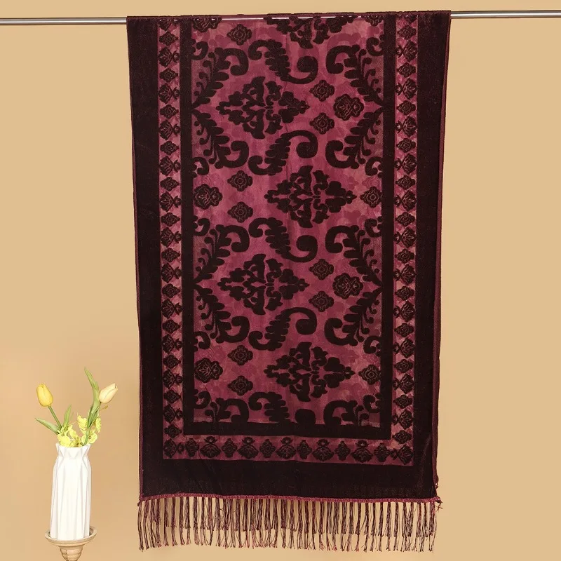 

Women's scarf classic hollow-out auspicious clouds velvet bridesmaid evening dress shawl wedding jacquard fringe shawl