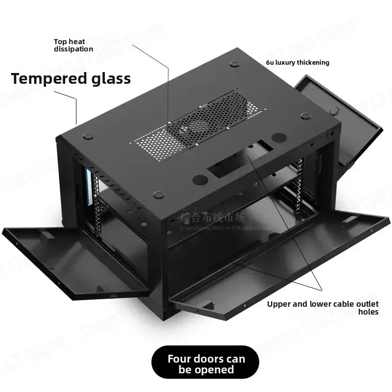 9U Wall Mount Network Cabinet, Wall Mounted Weak Current Box for Audio Amplifier Switch Router