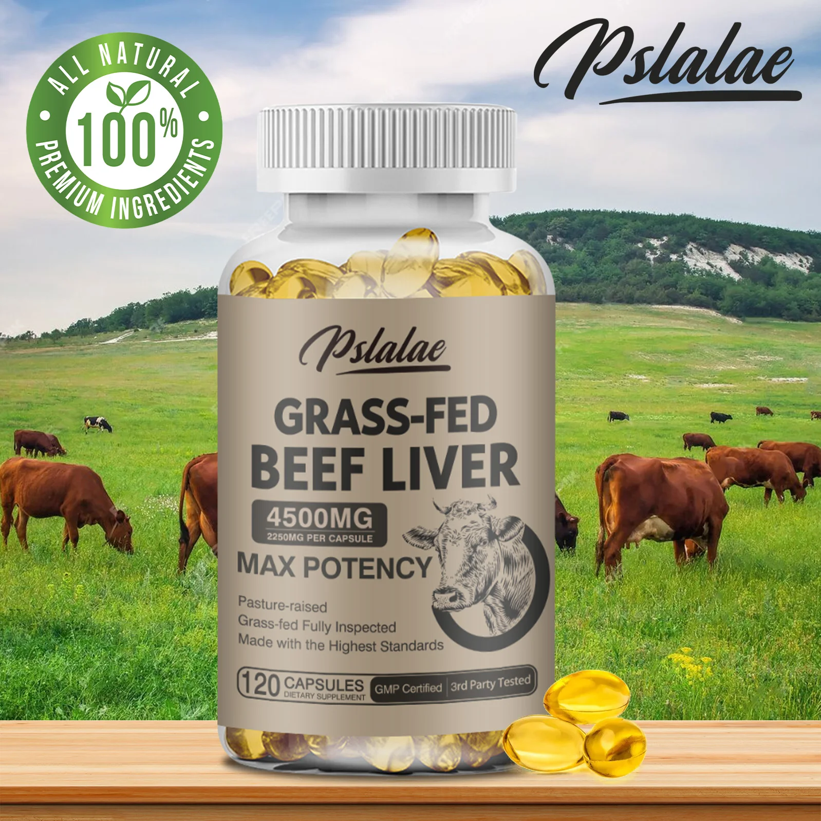 Grass Fed Dried Beef Liver Capsules - Contains Natural Iron, Vitamin A, B12 - Antioxidant