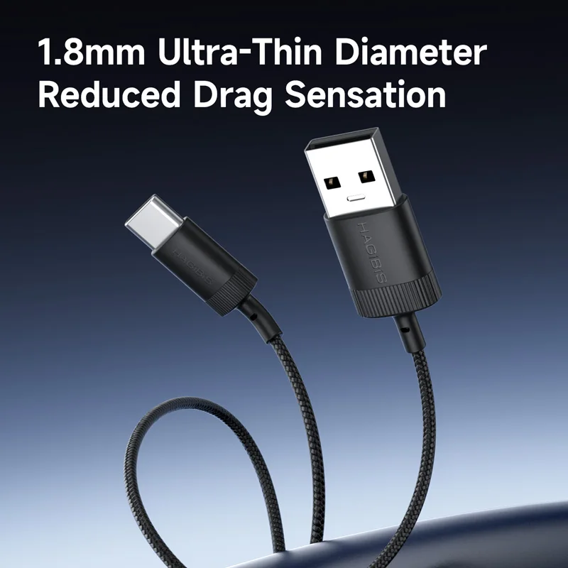Hagibis LightWeight Mouse Cable Ultra-Fine Paracord Type C Soft Charging Cable 8000Hz Polling Rate for Keyboard and Other Device