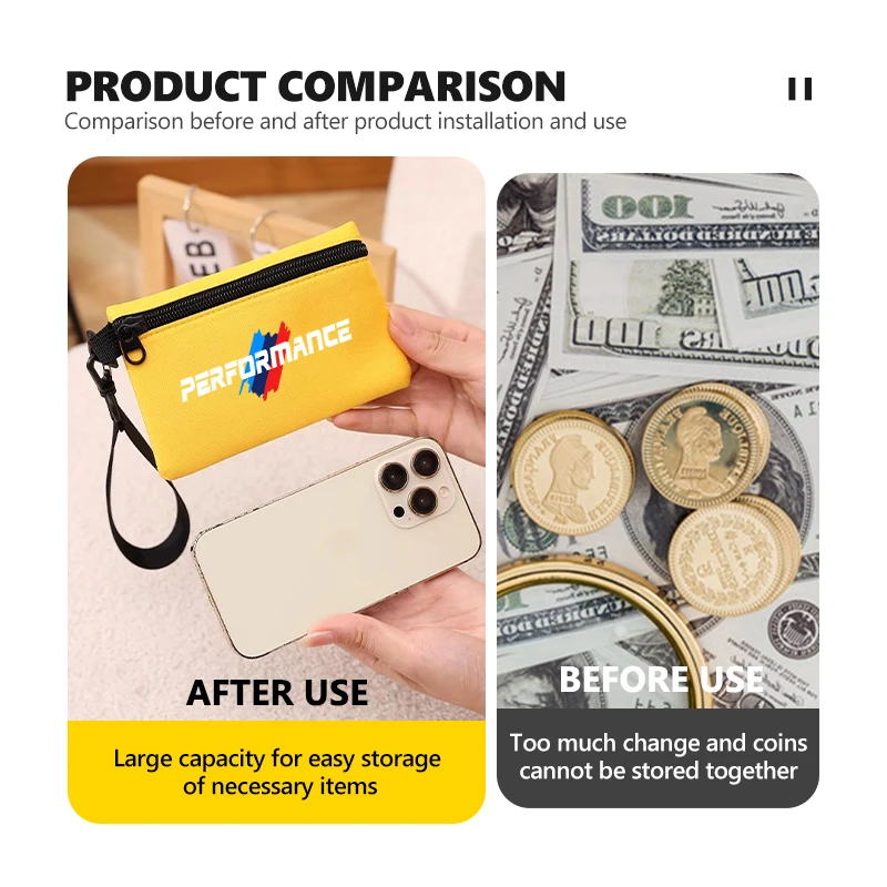 Car Zipper Coin Key Bag Money Pocket Coin Purse Small Wallet For BMW 1 3 5 Series G30 G32 G38 2021 2020 2019 2018 E46 E91 view 5