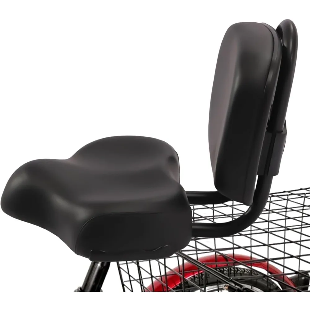 

Bike Seat,Bike Saddle with Backrest Replacement Soft Back Rest PU Cushion,Adjustable Height Leather Saddle Pad for Tricycle