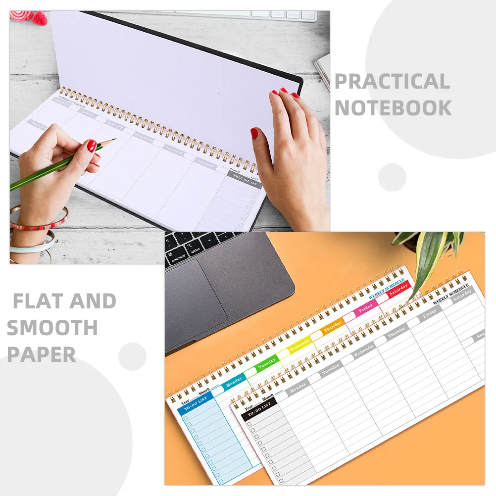2pcs-schedule-notebook-weekly-planner-notepad-heavy-duty-iron-paper-construction-smooth-writing-surface-lightweight-portable