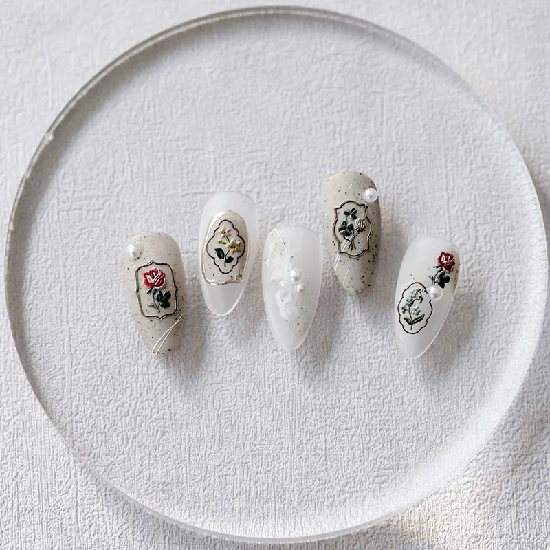 summer beach nail sticker high quality 5D soft embossed design self-adhesive manicure decorative stickers jellyfish nail sticker