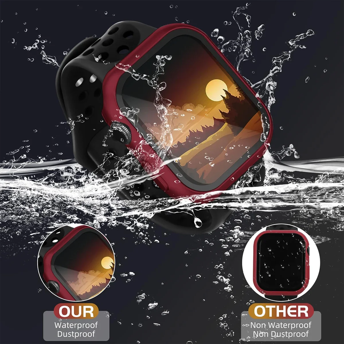 Tempered Glass+Cover For Apple watch Case 45mm 41mm 44mm 40mm 42mm Screen Protector Apple Watch Accessories serie 9 4 5 6 SE 7 8 image 5