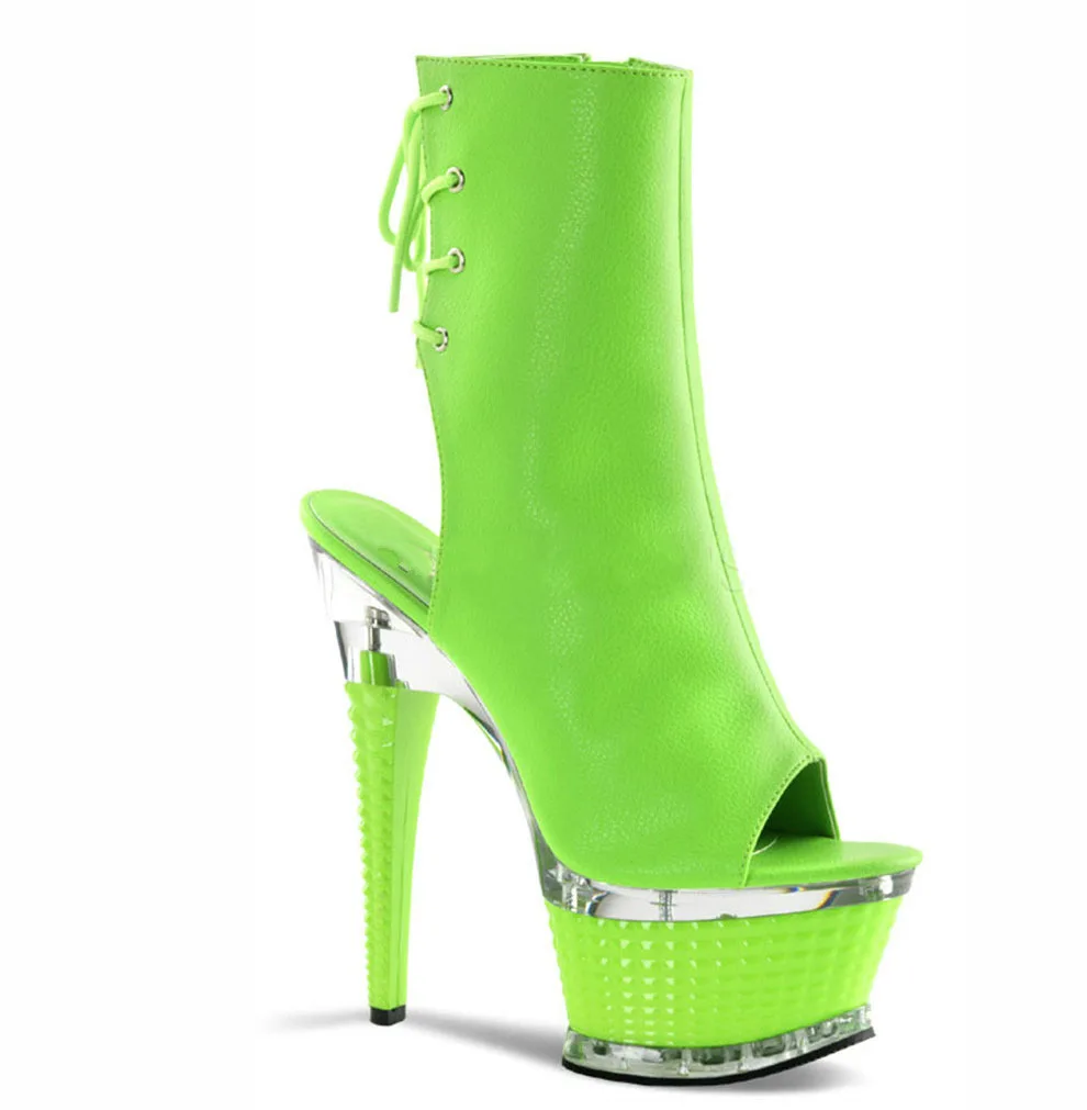 Sexy Summer Green Orange yellow Sandals Boots Peep Toe Combinated Platform High Heels Women Slingbacks Stage Ankle Boots