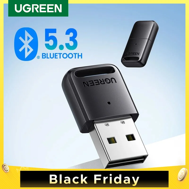 UGREEN USB Bluetooth 5.3 5.0 Dongle Adapter for PC Speaker Wireless Mouse Music Audio Receiver Transmitter aptx Bluetooth 5.0