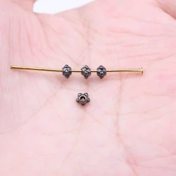 WYSIWYG 100pcs 4x4mm Gun Black Color Flower Small Hole Beads Spacer Beads For Jewelry Making