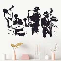 Wall Decal Jazz Saxophone Instrument Tool Band Musical Player Sticker Art Vinyl Drums Bass Wall Decal Vinyl Mural Adesivo WA-24