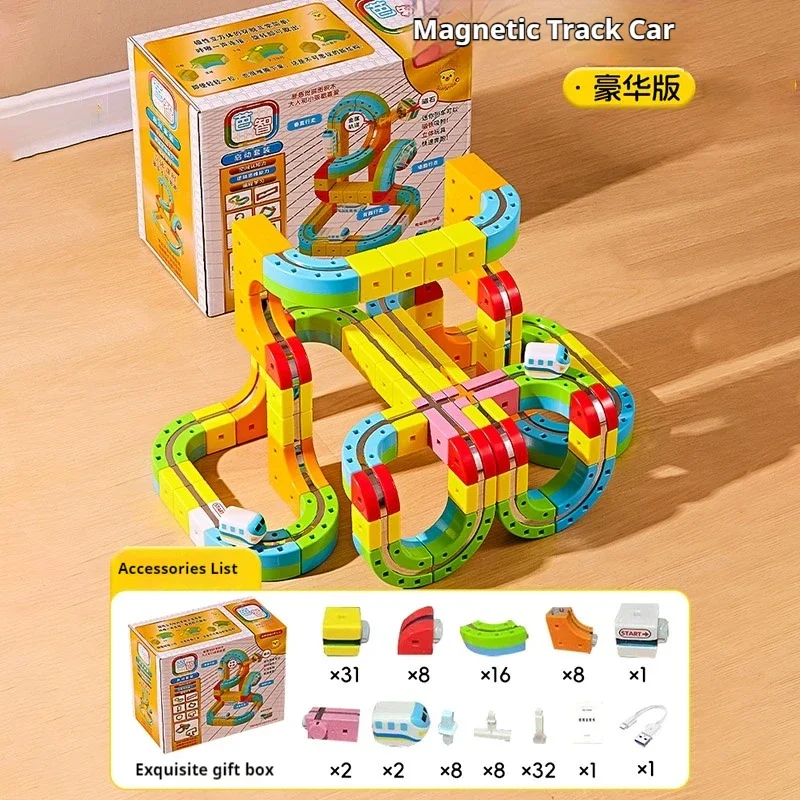 New Magic Rail Train Set Montessori Toy Puzzle Toy Assembly Children's Toy Non Remote Control Rail Train Gift Box Christmas Gift