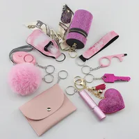 Juego completo de llaveros de seguridad para mujer y niña, llavero de autodefensa con alarma Personal, accesorios protectores